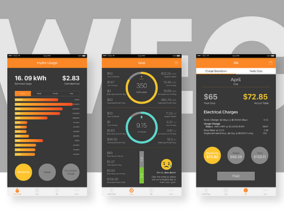 WEC App dark theme design energy environment illustration ios product ui ux