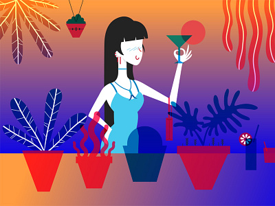 Sun in my drink cocktail cocktailporn colorful colors design gradient graphic illustration illustrator minimal