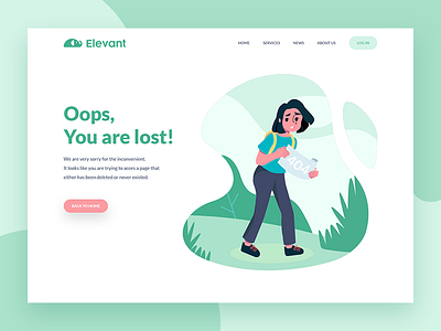 404 Not Found Illustration 404 clea error girl green illustration server ui ux white