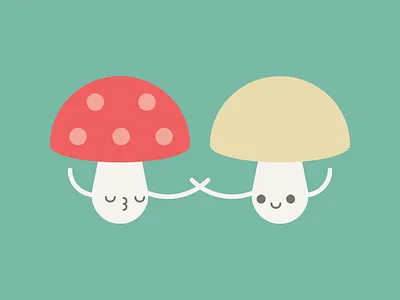Mushrooms cute kawaii kiss love mushrooms