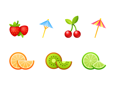 Cocktail party. Stickers for messenger. 2d cocktail fruit illustration kiwi messenger orange party sticker strawberry vector watermelon