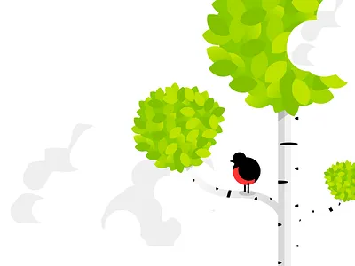Birch & Bird birch bird cloud illustration leaf leaves light simplistic sunlabs tree uppsala