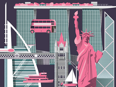 World Landmarks Illustration architecture buildings hong kong illustration illustrations landmarks london nyc