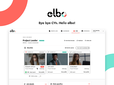 Elbo Dribble ai big data desktop minimal recruitment startup