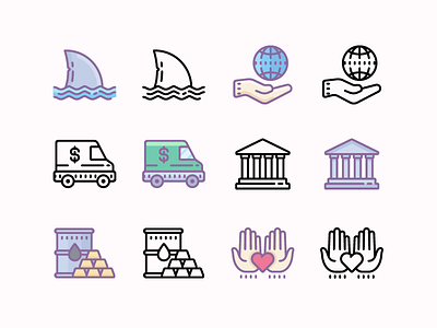 Cute Outline and Color Icons dusk graphic design icon icon design icons8 illustrator outlined stroke ui design vector wired