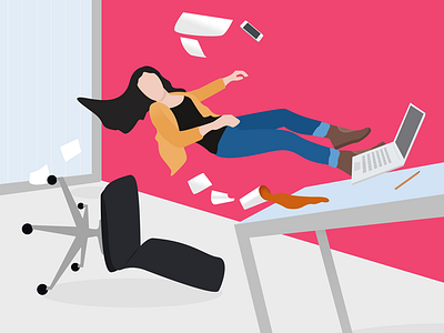 Work Blast blast falling girl illustration office vector work