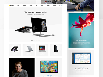 Microsoft: Home page concept concept landing hololense landing microsoft microsoft landing product landing product page productdesign redesign surface surface landing surface studio