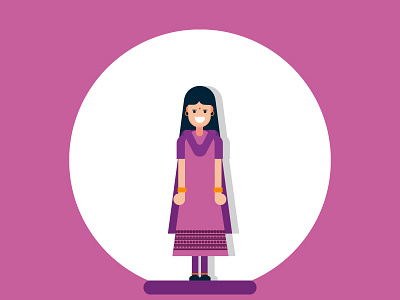 Indian Girl #7 character colour design flat graphic human illustration indian pink traditional