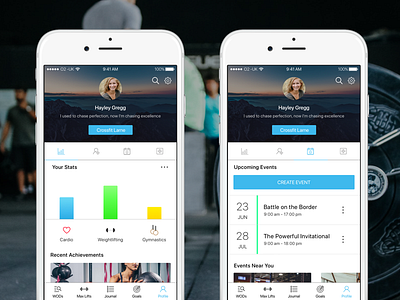 WRKit App Profile UI app design fitness health and fitness ios app ixdbelfast journal app profile profile ui ui ui design ux workout app