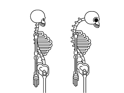 New Humanity_Digital Relyons black bone bones digital illustration line side effect skeleton skeleton model skull syndrome white