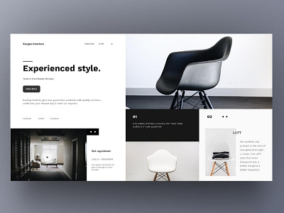 Minimalistic Furniture Web cleanui design exploration fluent grid hover interaction interface materialon user ux white