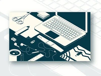 workspace airpods coffee designer illustration laptop macbook watches workspace