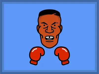 Iron Mike Tyson boxing cartoon character flat nintendo punch out vector video game