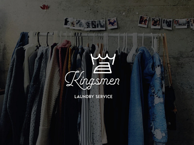 Kingsmen Laundry crown identity ironbox laundry logo