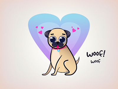 Pug Illustration Dribbble animal creative cute design graphic illustration illustrator love pug
