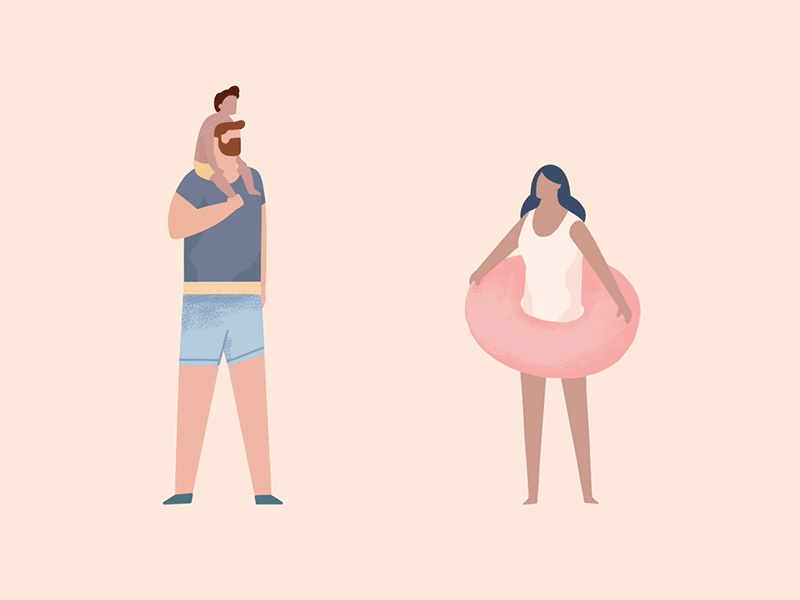 Summer. 2d animation cel animation character design design illustration summer swimming