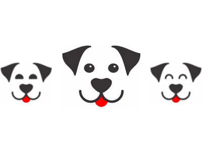 Dog smiling happy, logo design symbol animals dog excited playful flat 2d geometric heart logo logo design negative space pet puppy smiling happy vector icon mark symbol