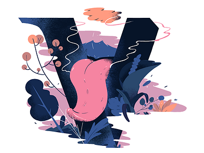 V for 36 days of type 36days color design flower illustration oral photoshop sex vagina wacom woman