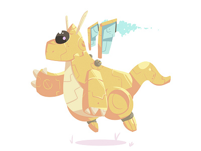 Dragonite digital dragonite illustration pokemon robot