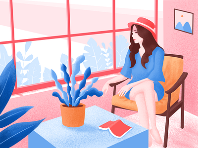 Summer color girl illustration summer ui