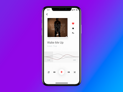 Music Player UI - UX flat ios iphonex music player slim ui. music player ux