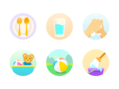 Habit Development child habit icon set