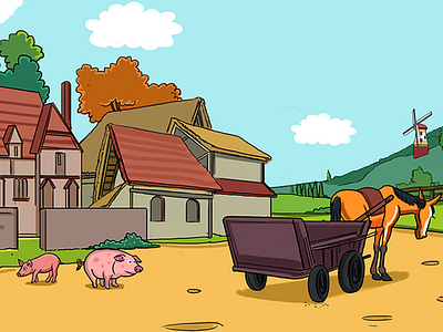 Little Pig And Horse Story Illustration book illustration horse illustration pig illustration story story illustration
