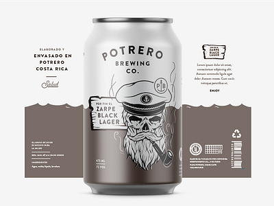 Potrero Brewing Co. Zarpe Black Lager anchor badge beer beer label branding brewery costa rica identity label logo pirate wood sign