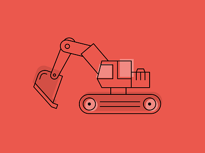 Excavator - power shovel digging excavator illustration lines power shovel