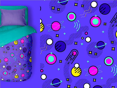 El Espacio duvet galaxy icons illustration motivo pattern planets space textura texture