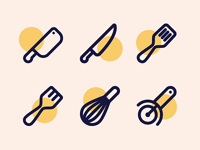 Kitchen Tool Icons chopper fork icon icon design iconography kitchen knife mixer pizza cutter tool vector