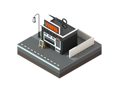 Barbers ✂️ 3d barber blender building design icon illustration isometric street