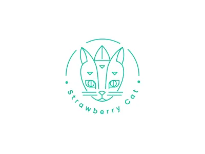 Strawberry Cat Logo brand branding cat identity logo logotype strawberry typo white