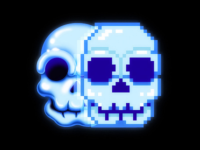 Future Diseases - Technology-Induced Dysphoria 80s 90s airbrush digital editorial future disease illustration medium pixel art retro skull spot illustration