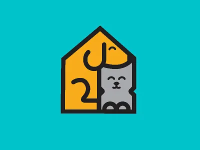 In-Home Pet Sitting badge cat cute dog home house logo pet sitter rejected unused