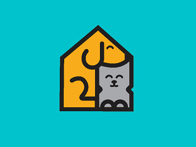 In-Home Pet Sitting badge cat cute dog home house logo pet sitter rejected unused