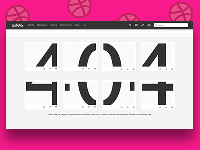 Daily UI #008: 404 Page - "Dribbble" 404 404 page daily ui design challenge desktop error page graphic design nyc ui user experience design user interface design ux