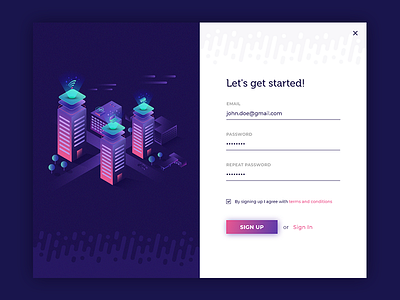 Sign Up Form city color of the year connect form pink register sign up ui violet web