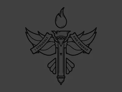 I Struggle and Emerge apparel badge dove heartsupport illustration logo merch torch