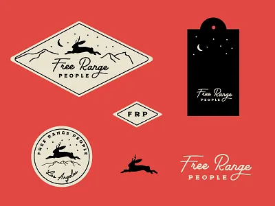 Logo explores badge branding jackelope logo moon mountains rabbit range tag
