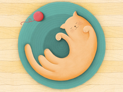 the cat! 2d cat cozy cute happy illustration sleep
