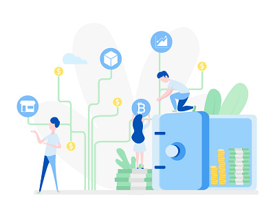Homepage for a finance company website. bank bitcoin finance landing money page