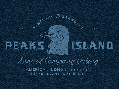 Summer Outing 2018 badge design illustration island label maine outing peaks seagull summer typography