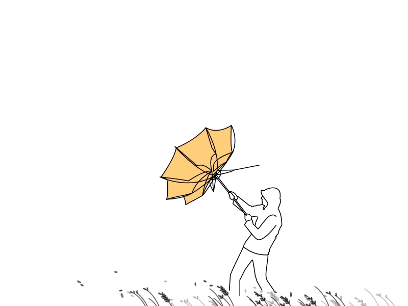 "Oh no! My umbrella" - Indian Monsoons cyclone india kalbaishakhi line art minimal monsoon mora rainfall struggle thunder umbrella