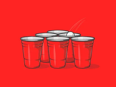 Beer Pong alcohol beer college cup dribbble flat game icon pong red shot university