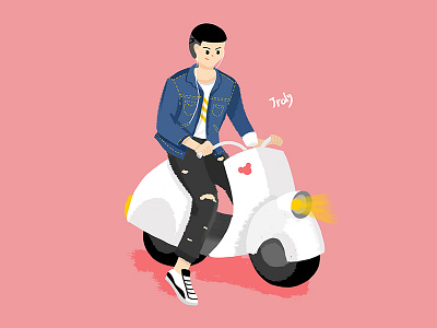 Motorboy boy hand painted illustration motorcycle wacom