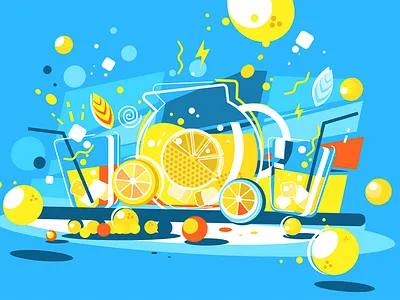 Lemonade cool drink flat glass illustration jug kit8 lemon lemonade soft vector