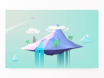 Polygonal Island illustration island low poly resort vector