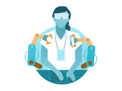 PatientMD - Lab research flat illustration lab robot scientist vector