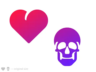 Love And Death glyph gradient heart icon skull
